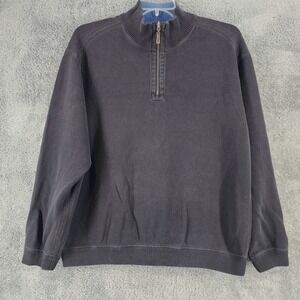 Tommy Bahama Sweatshirt Mens XL Black Heavyweight 1/4 Zip Mock Neck Logo